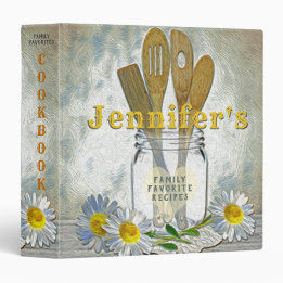  Mason Jar met Heart en Daisies Cookbook 1 1/2" Multomap