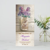 Mason Jar met Lilas Rustieke bruiloft programma's (Staand voorkant)