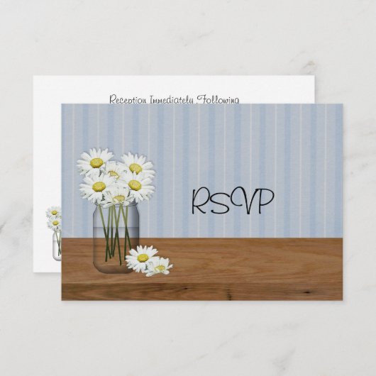 Mason Jar Met Madeliefjes Bruiloft Ontvangst RSVP Kaart (Voorkant / Achterkant)