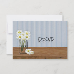 Mason Jar Met Margrieten Bruiloftsreceptie RSVP Kaart