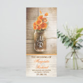 Mason Jar met oranje Bloemen Trouwprogramma Programmakaart (Staand voorkant)