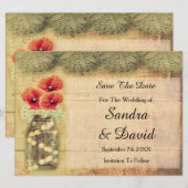  Mason Jar met papavers sparen de datum Save The Date (Voorkant / Achterkant)