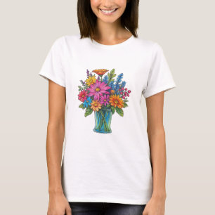 Mason Jar met prachtige Waterverf Wildflower T-shirt