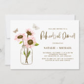 Mason Jar met Roze Zonnebloemen Proefhuwelijksdine Kaart (Voorkant)