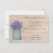 Mason Jar Met Viooltjes Huwelijksreceptie RSVP Kaart (Achterkant)
