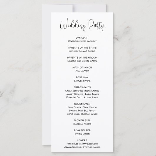 Mason Jar met Wildbloemen White Wedding Program (Achterkant)