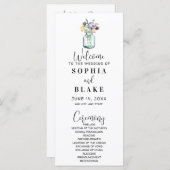 Mason Jar met Wildbloemen White Wedding Program (Voorkant / Achterkant)