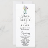 Mason Jar met Wildbloemen White Wedding Program (Voorkant)