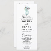 Mason Jar met Wildbloemen White Wedding Program (Voorkant / Achterkant)
