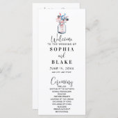 Mason Jar met Wildbloemen White Wedding Program (Voorkant / Achterkant)