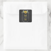 Mason Jar met zonnebloemen monogram bruiloft gunst Vierkante Sticker (Tas)