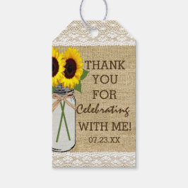 Mason Jar met Zonnebloemen Vrijgezellenfeest Cadeaulabel