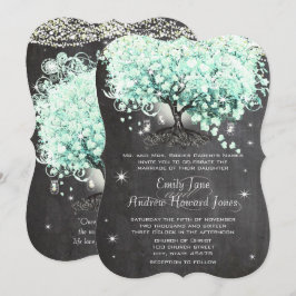 Mason Jar Mint Chalkboard Heart Leaf Tree Invitati Kaart