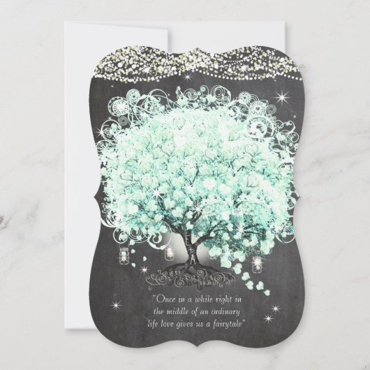 Mason Jar Mint Chalkboard Heart Leaf Tree Invitati Kaart (Achterkant)