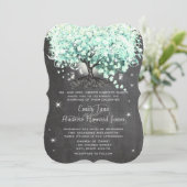 Mason Jar Mint Chalkboard Heart Leaf Tree Invitati Kaart (Staand voorkant)