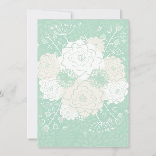 Mason Jar Mint Floral Blooms Birthday Party Invite Kaart (Achterkant)