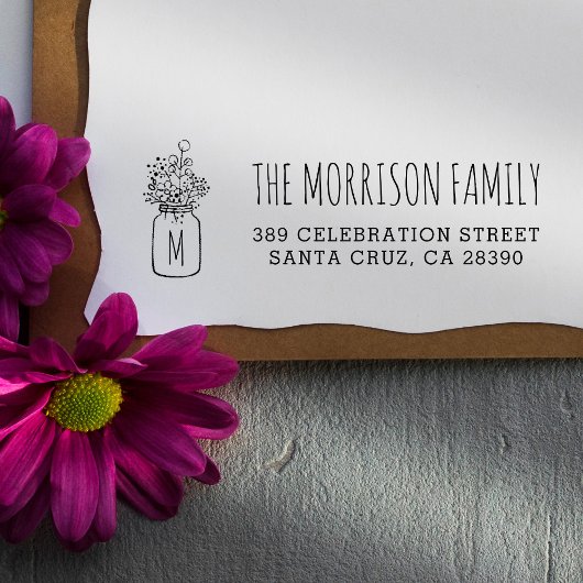 Mason Jar Monogram Achternaam Retouradres Rubberstempel