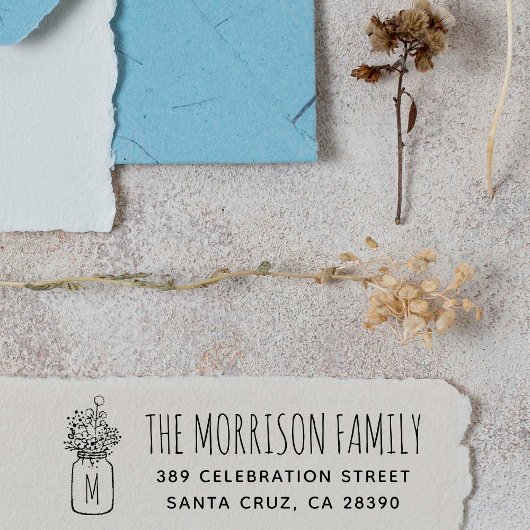 Mason Jar Monogram Achternaam Retouradres Zelfinktende Stempel