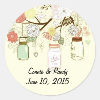 Mason Jar Monogram Ronde Sticker