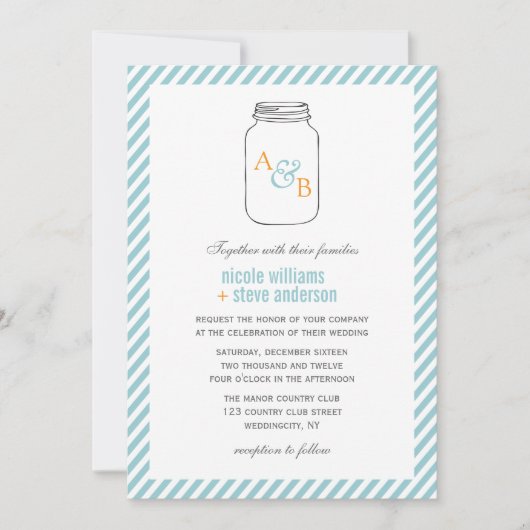  Mason Jar Monogram Wedding Invitations Kaart (Voorkant)