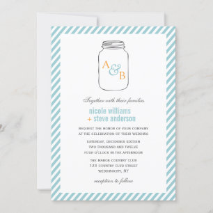 Mason Jar Monogram Wedding Invitations Kaart
