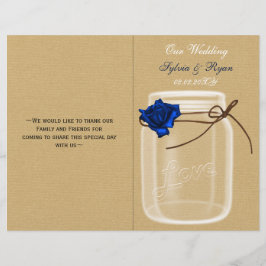mason jar navy blue roos book - fold Weddenprogram