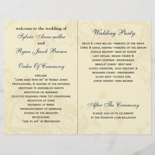 mason jar navy blue roos book - fold Weddenprogram (Achterkant)