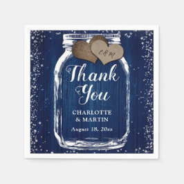 Mason Jar Navy Blue Winter Wedding Bedankt Servet