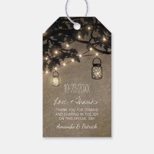 Mason Jar Oak Tree Bruiloft Dank u Labels Cadeaulabel