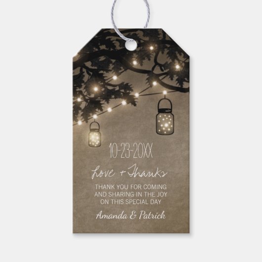  Mason Jar Oak Tree Bruiloft Dank u Labels Cadeaulabel (Voorkant)