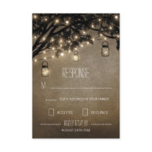  Mason Jar Oak Tree Bruiloft RSVP Kaarten