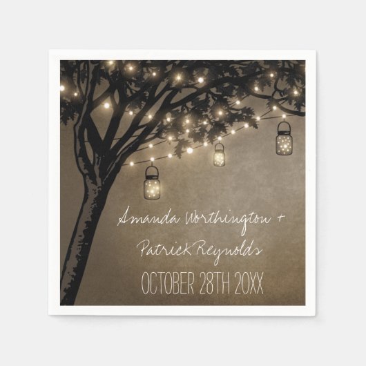  Mason Jar Oak Tree Bruiloft Servetten (Voorkant)