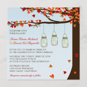 Mason Jar Oak Tree Wedding Invite [Dag] Kaart