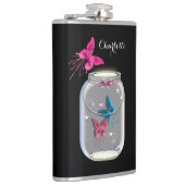 Mason Jar of Butterflies gepersonaliseerd Heupfles (Rechts)