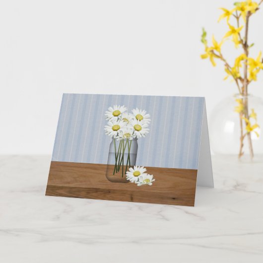 Mason Jar of Daisies Birthday Card Kaart (Gele Bloem)