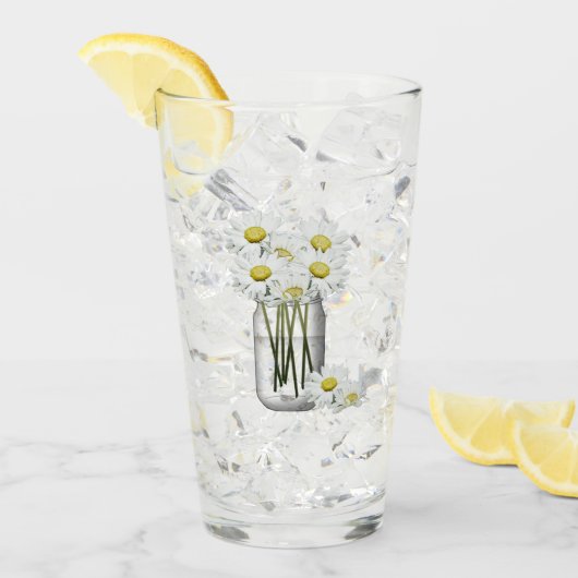 Mason Jar of Daisies Drink glas (Voorkant ijs)
