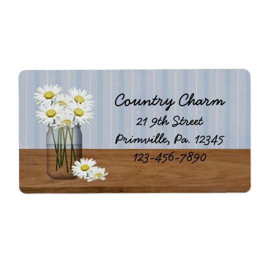 Mason Jar of Daisies Label (Voorkant)