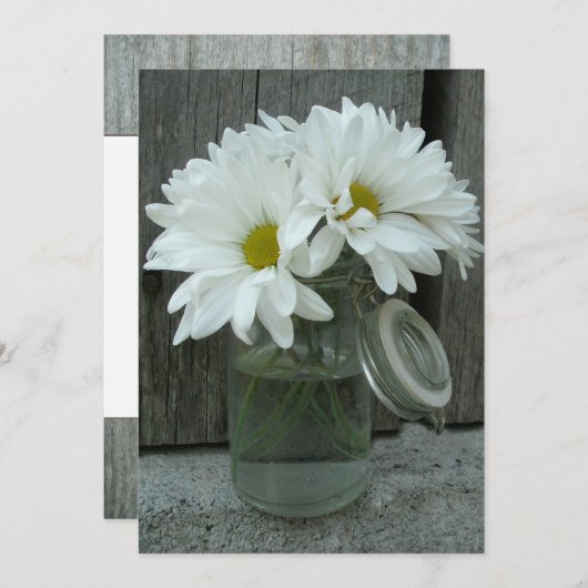 Mason Jar of Daisies Rustic Rehearsal Dinner Kaart (Voorkant / Achterkant)