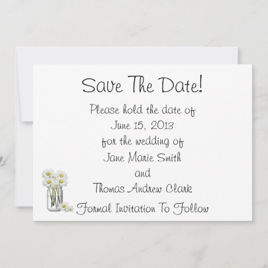 Mason Jar of Daisies Save the Date (Achterkant)
