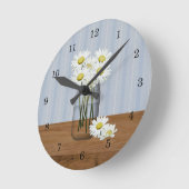 Mason Jar of Daisies Wall Clock Ronde Klok (Hoek)