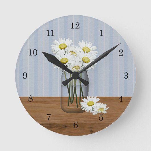 Mason Jar of Daisies Wall Clock Ronde Klok (Voorkant)