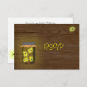 Mason Jar of Fireflies ontvangt RSVP Kaart (Voorkant / Achterkant)
