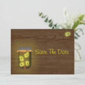 Mason Jar of Fireflies slaat de datum op Save The Date (Staand voorkant)