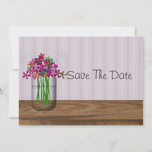 Mason Jar of Flowers Save the Date (Voorkant)