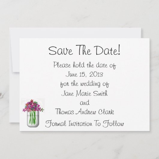 Mason Jar of Flowers Save the Date (Achterkant)