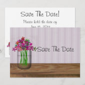 Mason Jar of Flowers Save the Date (Voorkant / Achterkant)