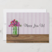 Mason Jar of Flowers Wedding Invitation Kaart (Voorkant)