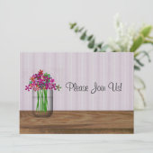 Mason Jar of Flowers Wedding Invitation Kaart (Staand voorkant)