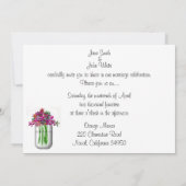Mason Jar of Flowers Wedding Invitation Kaart (Achterkant)