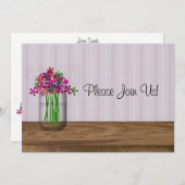 Mason Jar of Flowers Wedding Invitation Kaart (Voorkant / Achterkant)